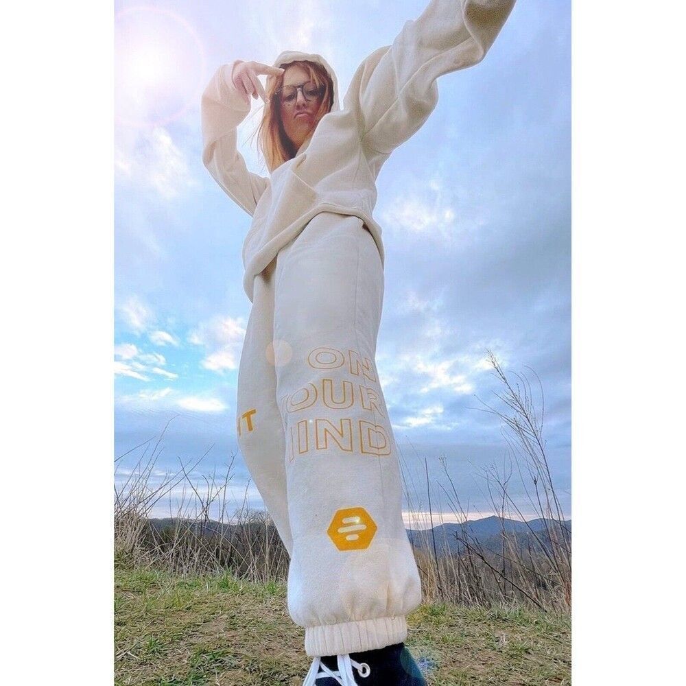 Bumble Dating sweatpants Yellow/Cream Pullove Honey Cotton Polyester XS